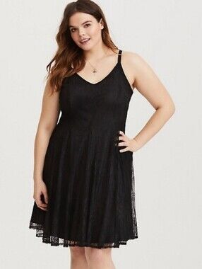 NWT Torrid Black Lace Trapeze Fit-and-Flare Midi Dress 2XL